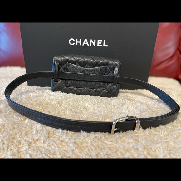 🚨SOLD🚨CHANEL 2.55 Reissue Flap Belt Bag Clutch Quilted Black Caviar Leather - Picture 5 of 14
